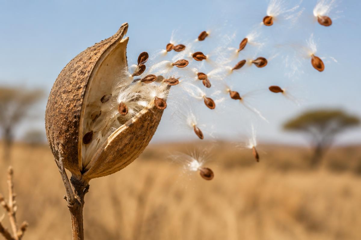 An open seed pod held in close-up